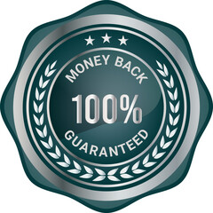 100% Money Back Guaranteed badges, symbol, icon. Money back guarantee logo