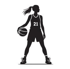 A black and white picture of a basketball player with the ball in his hand silhouette  