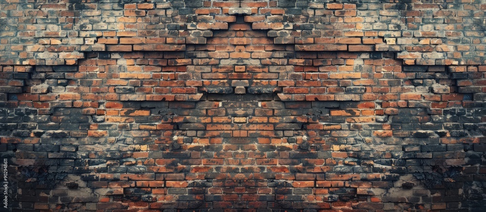 Aufkleber Vintage brick wall creating an abstract textured background with copy space image