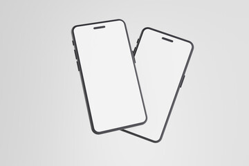 Realistic blank smartphone mockup model illustration with 3D rendering.