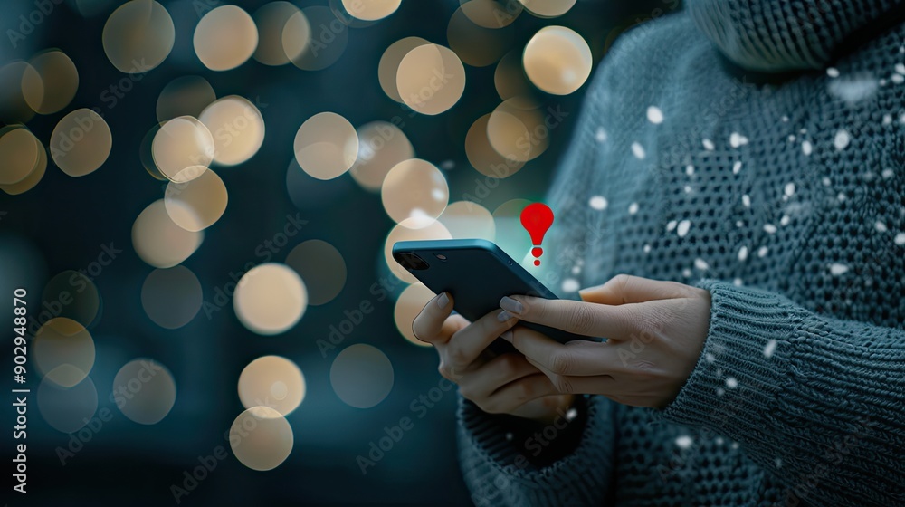 Aufkleber a professional appears anxious while checking a warning message on his phone, surrounded by coding s