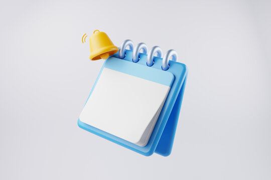 3D calendar icons mark the date and time for event meeting reminders. Calendar with 3D clock for appointments, due dates, vacation planning. 3d alarm clock illustration