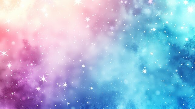 vibrant pastel galaxy background with sparkling stars soft bokeh lights