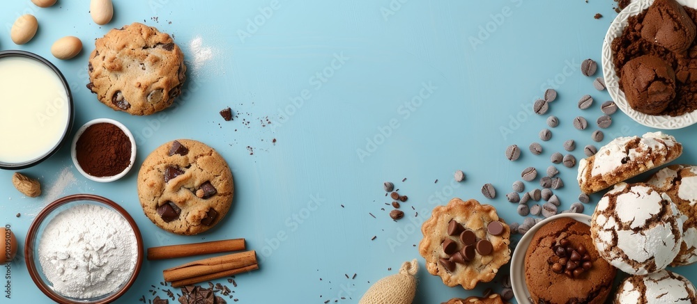 Poster a homemade assortment of cake biscuits pie and cookies made with natural organic ingredients like co