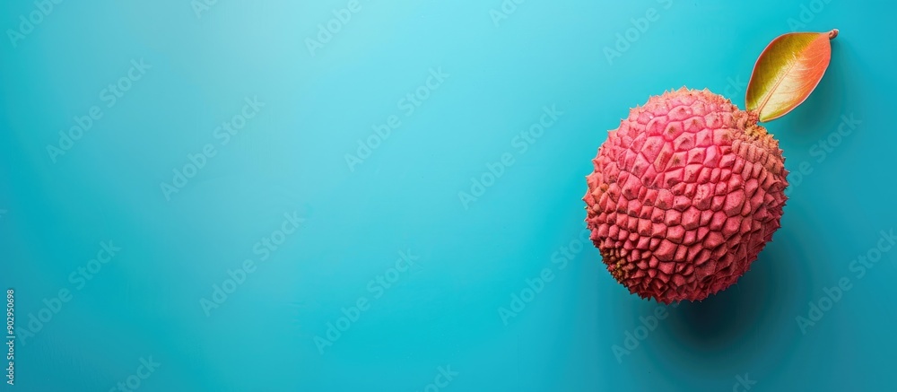 Poster Top view of a lychee fruit placed on a colored background with ample copy space image