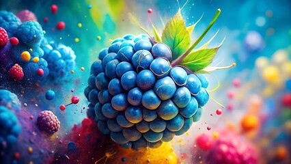 A Symphony of Blue: Abstract Blue Raspberry Burst  generative AI