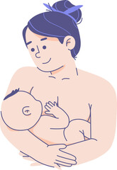 Skin to skin contact (SSC) Breastfeeding concept, Exclusive breastfeeding (EBF) concept