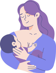 Woman breastfeeding a baby. Healthy baby nutrition. Happy mother