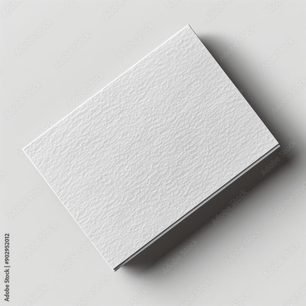 Poster close-up of a blank textured white card on a light background casting a shadow.