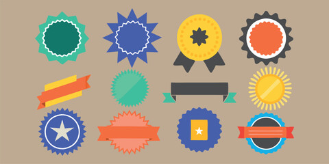 Coupon bundle for sale with blank labels. In vector format, starburst sticker, price reduction tags, ribbon, promo badge, and blank corners. Sunburst symbol, vivid callout, and retro color special off