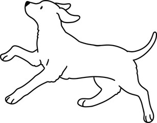 Simple and adorable Rhodesian Ridgeback running in side view outlines only