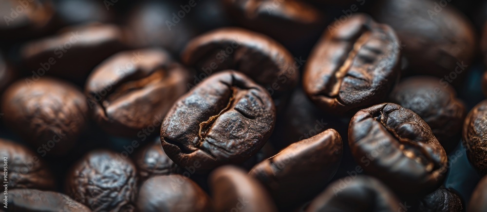 Aufkleber background of roasted coffee beans up close perfect for copy space image