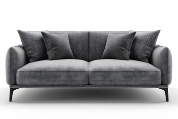 Fototapeta premium Modern Grey Sofa with Plush Cushions for Stylish Living Spaces