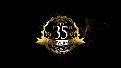 Celebrate Happy 35th Anniversary Video, Happy 35 Year Anniversary Video, 35th Anniversary Greetings in Gold Logo, Golden 35th Wedding Anniversary, Happy 35th Anniversary Greetings with alpha channel