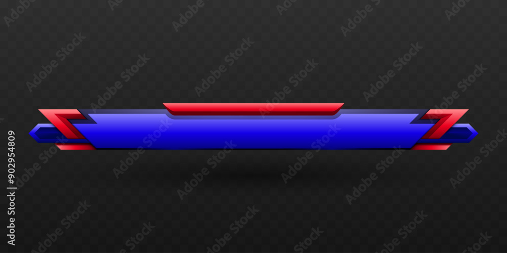 Poster game title lower third banner in blue and red for abstract game ui designs