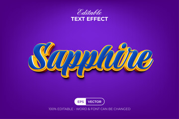 Sapphire Text Effect 3D Style. Editable Text Effect.