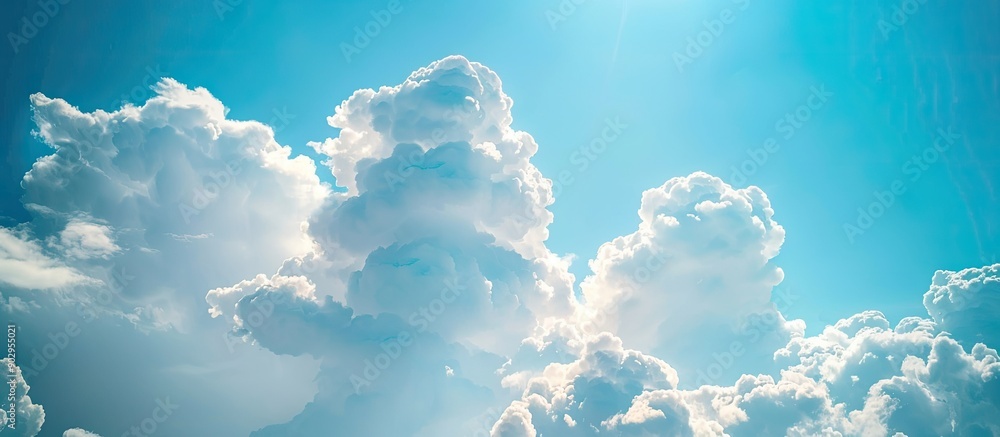 Poster Summer afternoon sky with soft cumulus and altocumulus clouds ideal for copy space image