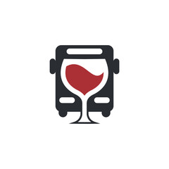 wine bus simple sleek creative geometric modern logo design