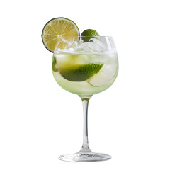 Isolated Arctic Lime Fizz Cocktail Drink Glass on a Transparent Background, Png Format, 3d Cocktail Drink Glass Image
