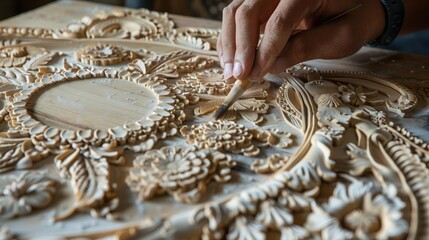 Intricate Wood Carving: Artist Creates Floral Designs