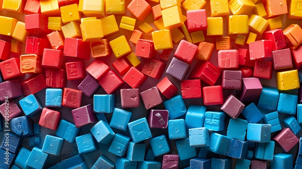 Poster vibrant mosaic of colorful cubes in a gradient pattern