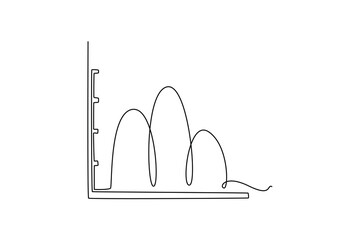 Statistics graph concept. Single line draw design vector graphic illustration.
