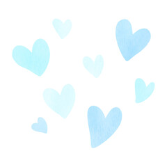 Watercolor Blue Hearts, cute, love, valentine