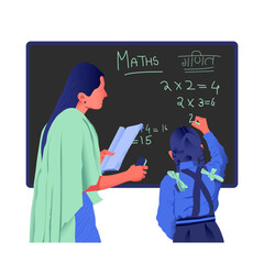 Indian Teacher teaching student concept illustration © Creative Alchemy