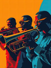 Obraz premium Brass section, powerful horns, flat design illustration