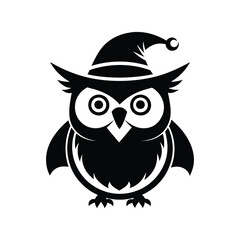 Halloween owl vector, silhouette, logo, icon, doddle black and white 