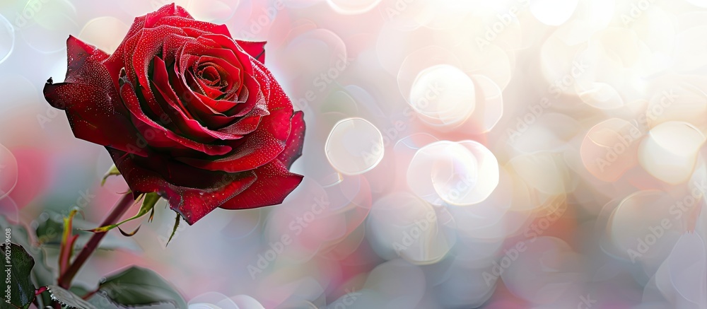 Poster red rose with copy space image for personalized text