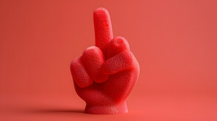 Fototapeta premium Bold Red Foam Hand Gesture Signifying 