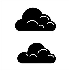 Black clouds vector silhouette on white background. Clouds icon sign illustration design.
