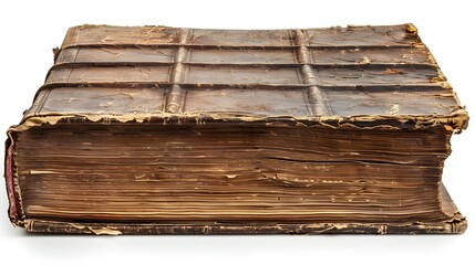 Antique Leather-Bound Book with Worn Edges and Textured Cover