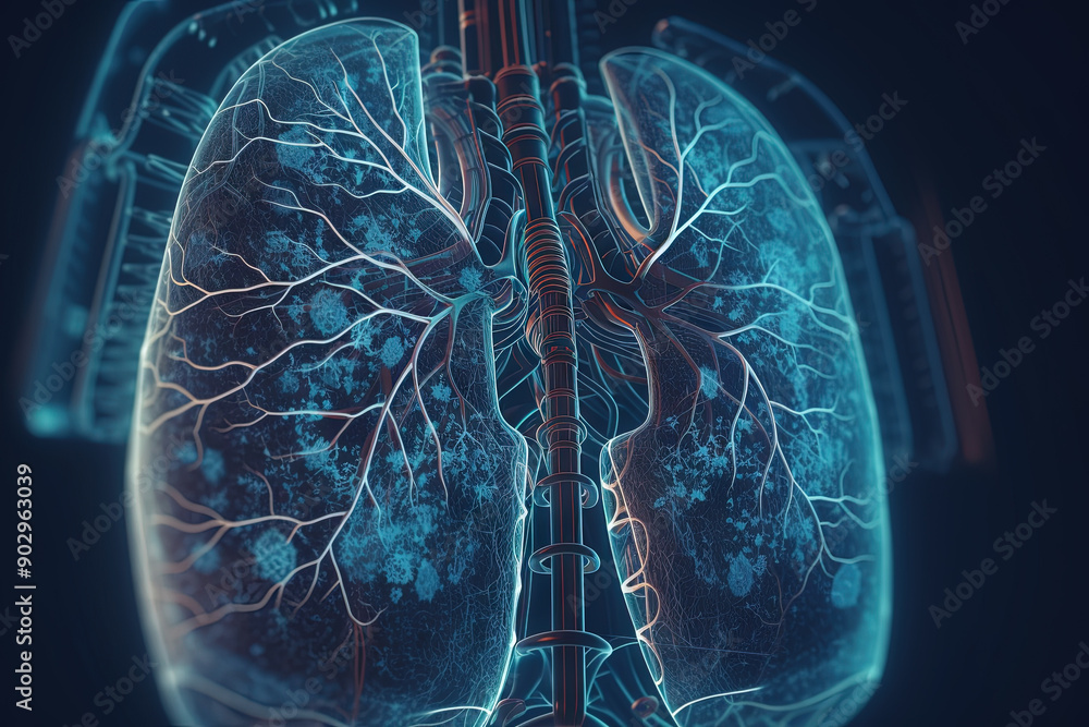 Aufkleber Artificial implant science concept with technological AI lungs on the circuit board.