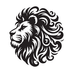 Lion head silhouette vector art illustration. Lion head vector.