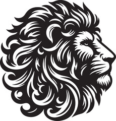 Fototapeta premium Lion head silhouette vector art illustration. Lion head vector.