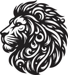 Lion head silhouette vector art illustration. Lion head vector.