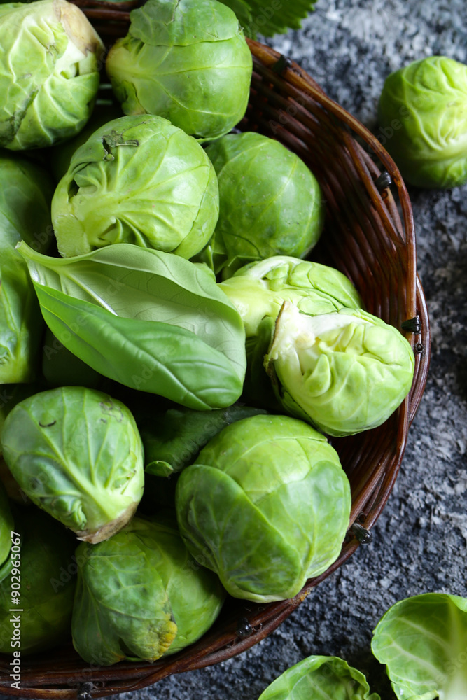 Wall mural organic brussels sprouts for healthy food