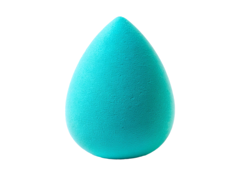 Light turquoise color beauty blender on white or transparent background