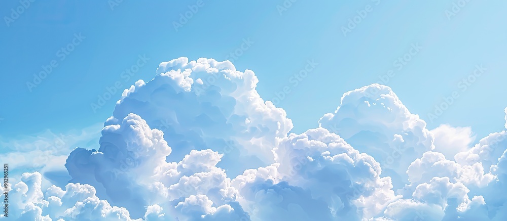 Sticker Fluffy white clouds against a blue sky with plenty of copy space image