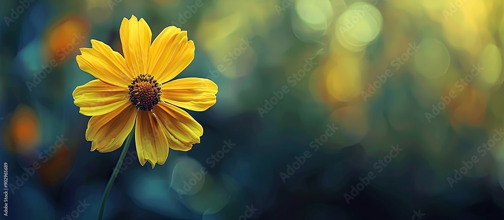 Poster A gorgeous yellow flower in full bloom with a soft out of focus backdrop perfect for a copy space image