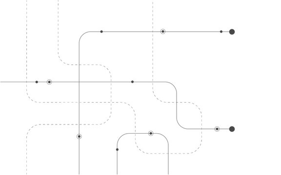 Abstract geometric Circuit connect lines and dots ,vecter ,white background, bending, Abstract background, dots and lines on a white background.