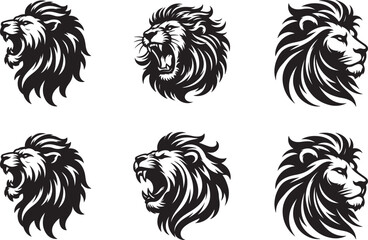 Lion head silhouette vector art illustration. Lion head vector.