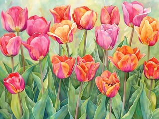 Obraz premium Colorful pink tulips flowers,The blooming of tulip,The beautiful