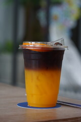 Coffee with orange juice.