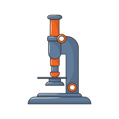 Microscope. School supply for biology in flat simple style. Vector illustration isolated on white background. Editable stroke.