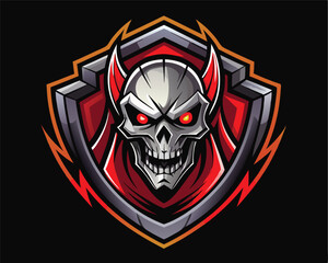 Fototapeta premium A creative mascot logo of Red Devil Skull gaming logo design