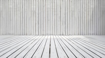 White striped wooden wall and floor use background texture copy space, generative ai