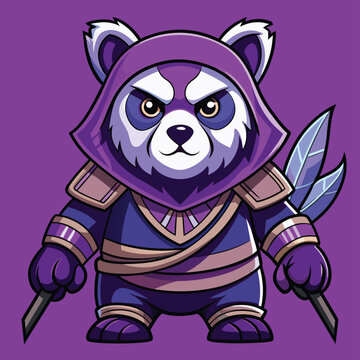 recommend clip art: ninja samurai, purple-panda-worrier, vector,  clip art, cartoon, 
